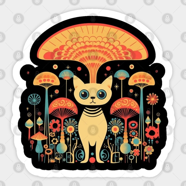 Trippy Cat Sticker by MushMagicWear